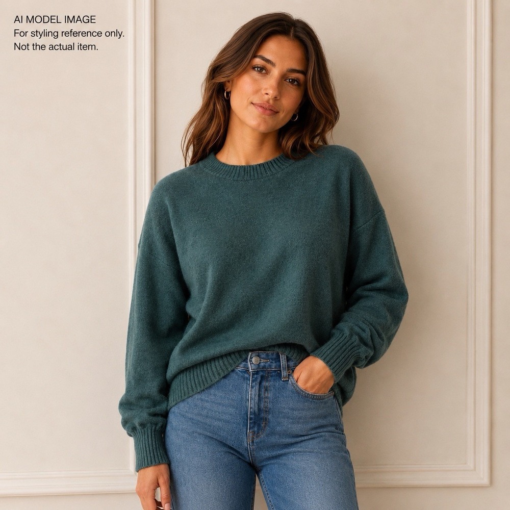 Madewell Drop Shoulder Sweater Women M Dark Moss 100% Merino Wool NY911 Classic
